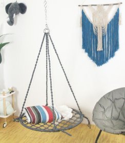 Pakabinamos sūpynės H79 - 2, skersmuo: 80 cm., pilkos, nailonas