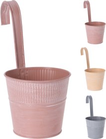 Metalinis lauko vazonas, pakabinamas, įvairių sp., 22 x 12,5 x 24 cm.