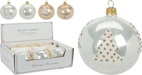 Stiklinis kalėdinės eglės žaisliukas, parlamutrinis, 2 skirtingi dizainai, 2 skirtingos sp., 10 cm