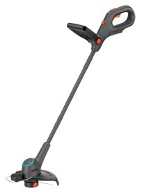 Akumuliatorinė žoliapjovė GARDENA EasyTrim 25/18V P4A Solo, pjovimo plotis: 25 cm, telesk. kotas, pasukama rankena, ratukas pjauti pakraščiams. Be akumuliatoriaus ir pakrovėjo.