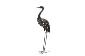 Sodo dekoracija Garnys, metalinis, pilkos sp., 30 x 20 x 95 cm.