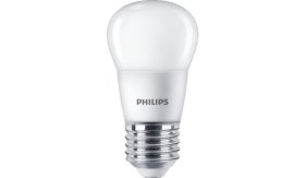 LED lempa PHILIPS, 5W (=40W), E27 P45 burbuliukas, 220-240V, 2700K, 470 lm, matinė