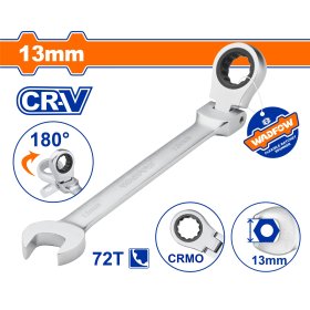 Lankstus kilpinis plokščias raktas su terkšle WADFOW, Cr-Mo, 13 mm, WSA6113