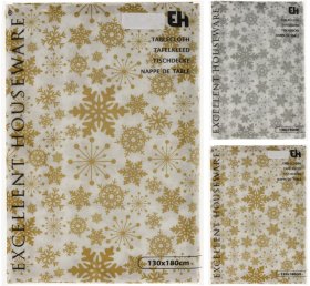 Kalėdinė staltiesė, dekoruota snaigėmis, 2 skirtingos s., 130 x 180 cm