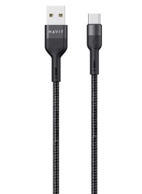 USB-A-Type C laidas HAVIT M.Cube 617/6134, 0,5 GB/s, 2,1A, 1-1,2m, pinto audinio laidas