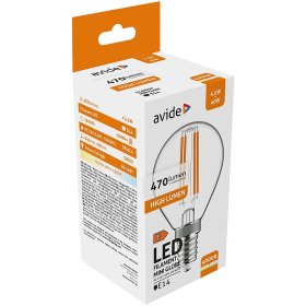 LED lemputė AVIDE, 4.5W (=40W), E14, G45 burbuliukas, NW, 4000K, 220-240V, 470 lm, 15.000 val. filamentinė
