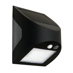 Lauko šviestuvas sieninis SPECTOR LIGHT, su saulės elementais/baterija 3,7V 1200mAh, su PIR judesio davikliu, 3W, 4000K, 300lm/10Lm, juodos sp.