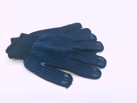 Pirštinės HERVIN, XL dydis, tamsiai mėlyna spalva, nailoninės, megztos, su PVC taškeliais ant delno, CE, MP009