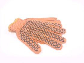 Pirštinės HERVIN, (11)XXL dydis, oranžinė spalva, medvilninės, dengtos PVC kryželiu, CE, MP010 (70g.)