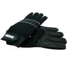 Pirštinės HERVIN, (11)XXL dydis, juoda spalva, iš natūralios ožkos odos, su ištisiniu apsauginiu delnu ir apsauga krumpliams, CE, MOP002