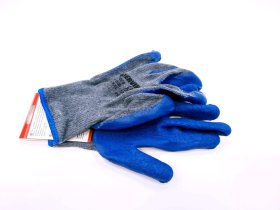 Pirštinės HERVIN, XXL dydis, mėlyna spalva, medvilninės, megztos, aplietos lateksu, CE, LLP008