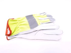 Pirštinės HERVIN, (11)XXL dydis, įvairiaspalvė, nailoninės, su natūralios ožkos odos delnu, šviesą atspindinčia juosta, CE, UOP002