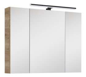 Vonios spintelė ELITA Cabinet 80, su LED apšvietimu, 61,8 x 80 x 12,9 cm, pakabinamas, 1 durelės, "Canela" ąžuolas / juoda, 168088.