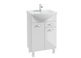 Vonios spintelės komplektas DEFRA Mea D55, 82 x 51,5 x 29,6 cm, apatinis, pastatomas, 2 durų su stalčiumi, su praustuvu ROBERTO 55, balta