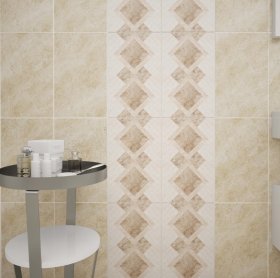 Plytelių keraminis dekoras KAI Capri 5952, 25 x 40 cm, 1,200 m2/dėž., smėlio spalvos rombai, Bulgarija