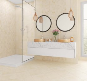 Akmens masės plytelės KAI Latina 9539, 33,3 x 33,3 cm, 1,552 m2/dėž., glazūruotos, smėlio spalvos, matinės, Bulgarija