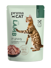 Konservuotas kačių ėdalas PRIMACAT Classics, ėriena padaže, 85g