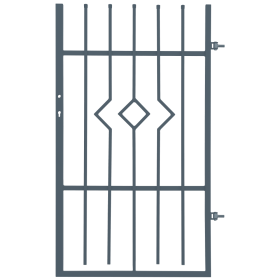 Dekoratyvinės tvoros varteliai POLBRAM Aria, dešniniai, cinkuoti, pilki, 90 x 150 cm