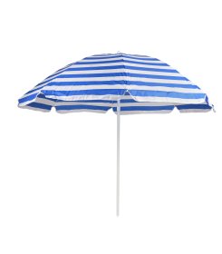 Dryžuotas pliažo skėtis W01, balta/mėlyna skersmuo 200cm