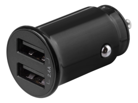 Automobilinis USB įkroviklis DELTACO Usb-Car124, 2xUSB, 2,4A, 12W, 12-24V, juodos spalvos