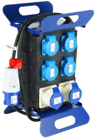 Ilgiklis ELECTRALINE, su stovu 4 kištukinių lizdų ir 2 trifazių lizdų 2P, IP44, laido ilgis 2 m, 3x1,5, 60430