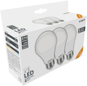 LED lempa AVIDE At-6841, 10W (=70W), E27 A60, NW, 4000K, 220-240V, 860 lm, 3 vnt.