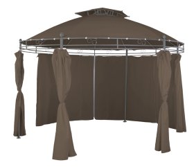 Sodo pavėsinė, apvali, 6 kojos, rudai pilkos sp., plienas, tekstilė, poliesteris, skersmuo 350 cm