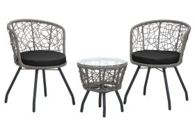 Lauko baldų komplektas 4LIVING, plienas, stalas 45 x 45 cm, 2 kėdės 60 x 56 x 72 cm