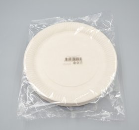 Vienkartinės lėkštės ECO GO 50, baltos sp., popierinės, 50 vnt., skersmuo 23 cm