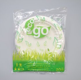 Vienkartinės cukranendrių lėkštės ECO GO 10, skersmuo 18 cm, 10 vnt.