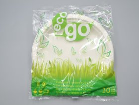 Vienkartinės cukranendrių lėkštės ECO GO 10, skersmuo 23 cm, 10 vnt.