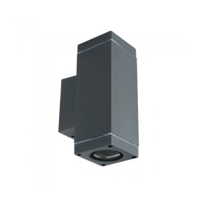 Lauko šviestuvas V-TAC Vt-842, 2 x 20W 220-240V, E27, IP44, sieninis, juodos sp., aliumininis, kvadratinis, 63 x 83 x 170 mm, 8627