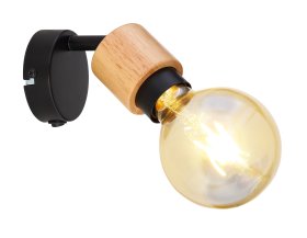 Kryptinis šviestuvas GLOBO Jorna, E27, 1 x 40W, 230V, su jungikliu, metalinis, su medžiu, matinės juodos sp., 80 x 95 x 145 mm, 54031-1