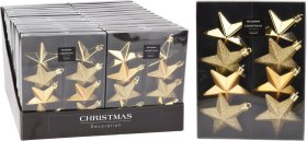 Eglutės žaisliukai Žvaigždės, 8 vnt., aukso sp., blizgūs, matiniai ir žėrintys