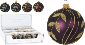 Kalėdinės eglės žaisliukas, su auksinėmis dekoracijomis, 6 cm, 2 skirtingos sp., matiniai ir blizgūs