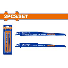 Tiesinio pjūklo pjūkleliai WADFOW, medienai, su vinimis, 6TPI, 225 mm, 2 vnt., WJT1111DF