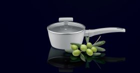 Puodas su ilga rankena ir dangčiu AMBITION GRIS, 16 cm, 1,2 l, su Qualum Basic danga, ST