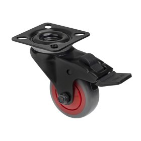 Pasukamas ratukas kietoms grindims WALTECO, d-50 mm, su plokšte, su stabdžiu, apkrova 50 kg