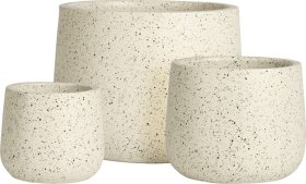 Lauko vazonas, kreminės sp., taškuotas, 21 x 21 x 16 cm.