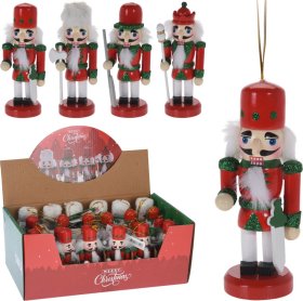 Eglutės žaisliukas Spragtukas, medinis, žalios ir raudonos sp., 4 skirtingi dizainai, 4 x 3,5 x 9 cm