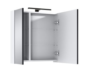 Vonios spintelė ELITA Mirror Cabinet 60, 18,8 x 60 x 64,7 cm, viršutinė, pakabinama, veidrodis,  balta/juoda, LED, 2D, 167674