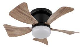 Pakabinamas LED šviestuvas su ventiliatoriumi GLOBO Hines, 10W, 230V, 3000-6500K, 750lm, medžio imitacija, dimeriuojamas, valdomas pulteliu, vent. galia 15W, 406x406x130 mm, 03609H