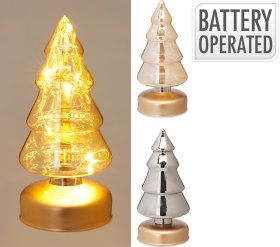 Kalėdinė LED dekoracija Eglutė, stiklas, skirtingų sp., 2 sp., 8 x 8 x 17 cm