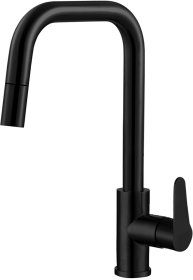 Plautuvės maišytuvas ODUS Od-296 Steel, nerūdijantis plienas, su ištraukiamu dušeliu,  matinis juodas