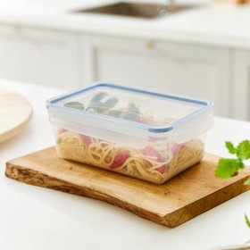 Hermetinė maisto saugojimo dėžutė, 2 l, skaidri su mėlynu dangteliu