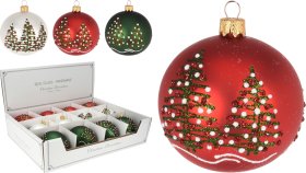 Eglutės žaisliukas, baltos, raudonos, žalios sp., skersmuo 8 cm