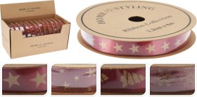 Dovanų pakavimo juostelė, raudonos sp., 4 skirtingi dizainai, 1,2 cm x 8 m