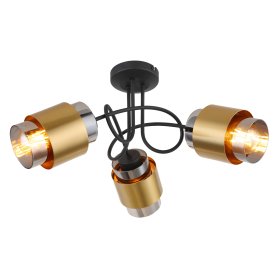 Pakabinamas šviestuvas GLOBO Milley, E27, 3 x 40W, 230V, juodos matinės sp. metalas, dūmų sp. stiklas, žalvarinis žiedas, 430 x 260 mm, 15560-3D