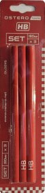 Statybinis pieštukas OSTERO, HB, 180 mm, raudonas, 3 vnt., OLO02115