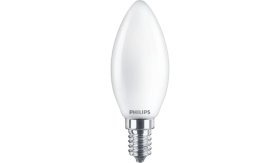 LED lempa PHILIPS, 4,3W (=40W), E14 B35 žvakė, 220-240V, 2700K, 470 lm, filamentinė, matinė